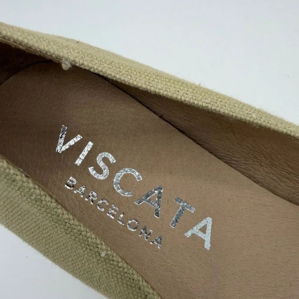 Viscata Barcelona Sand Roses Canvas Wedge Espadrilles Size EU 39 / US 8